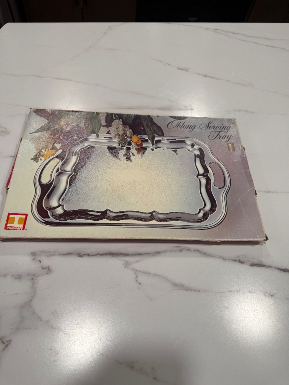 Vintage Irvinware chrome, plated, oval bread tray with pierced sides